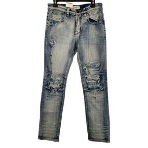 Blind Trust Dark Denim Distress Wash Jeans Slim Fit Size 32/32 NWT #2890